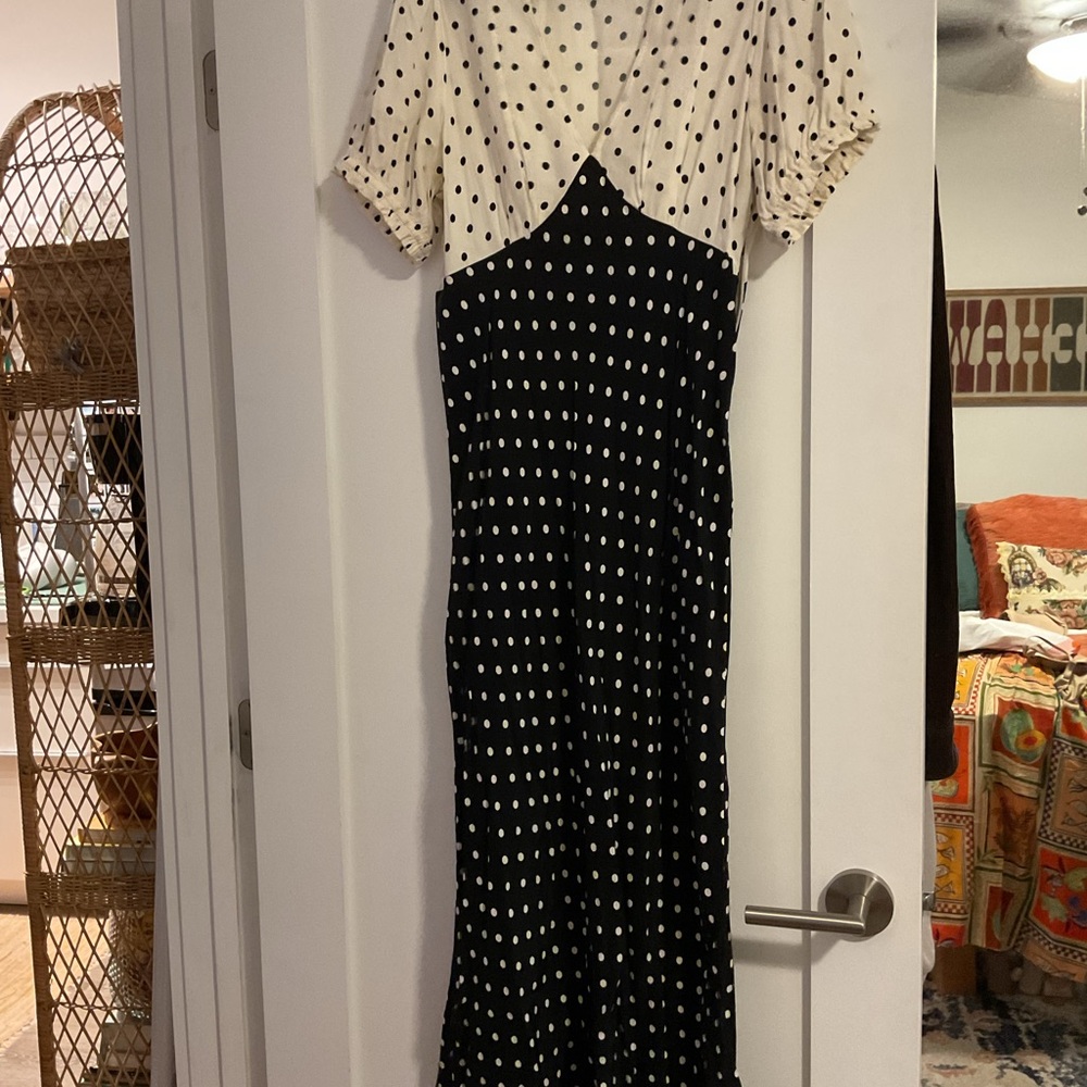 a new day Black & Cream Polka Dot Midi Dress